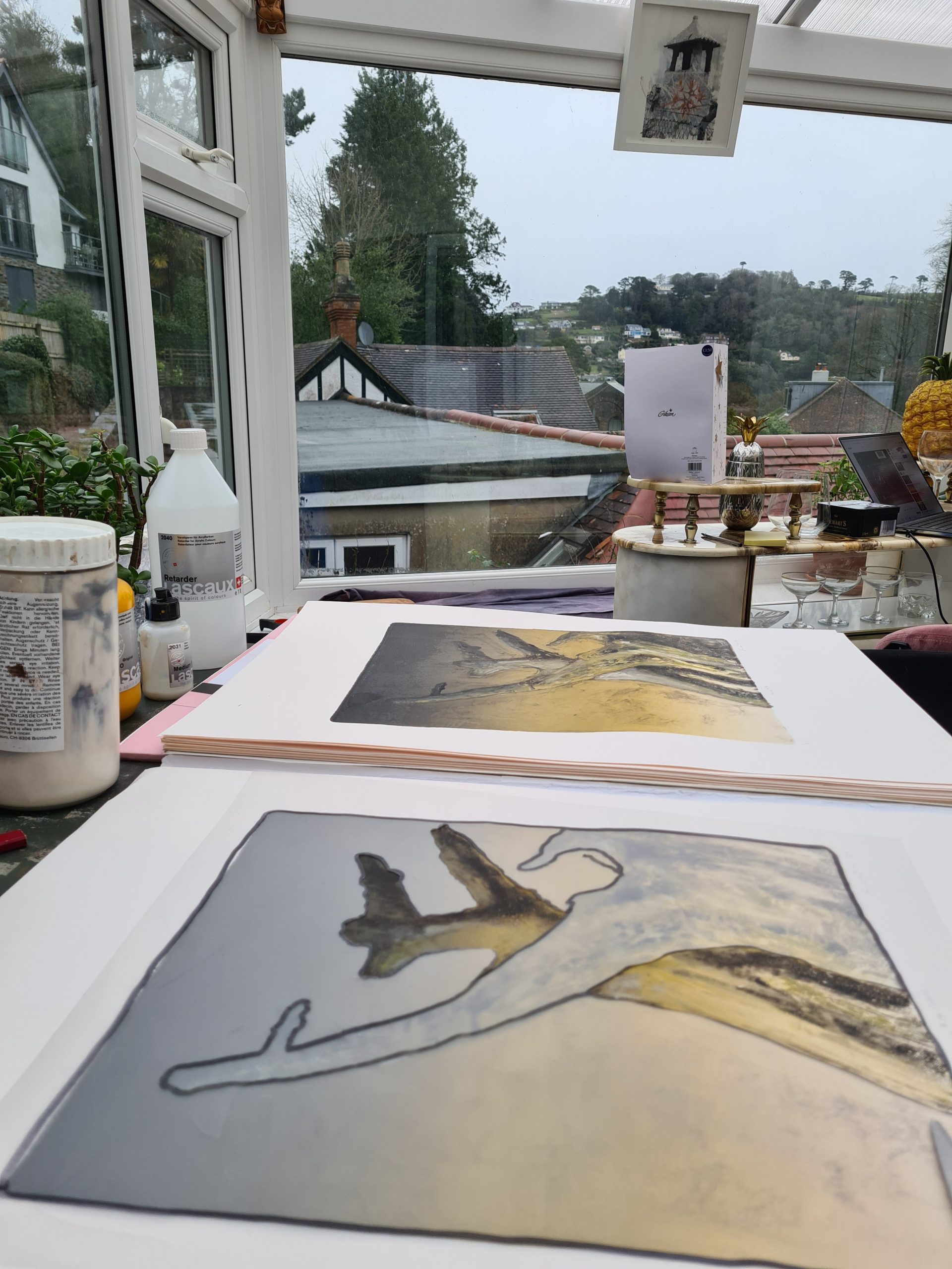 Stump #190, & Stump #191, in progress in the Studio